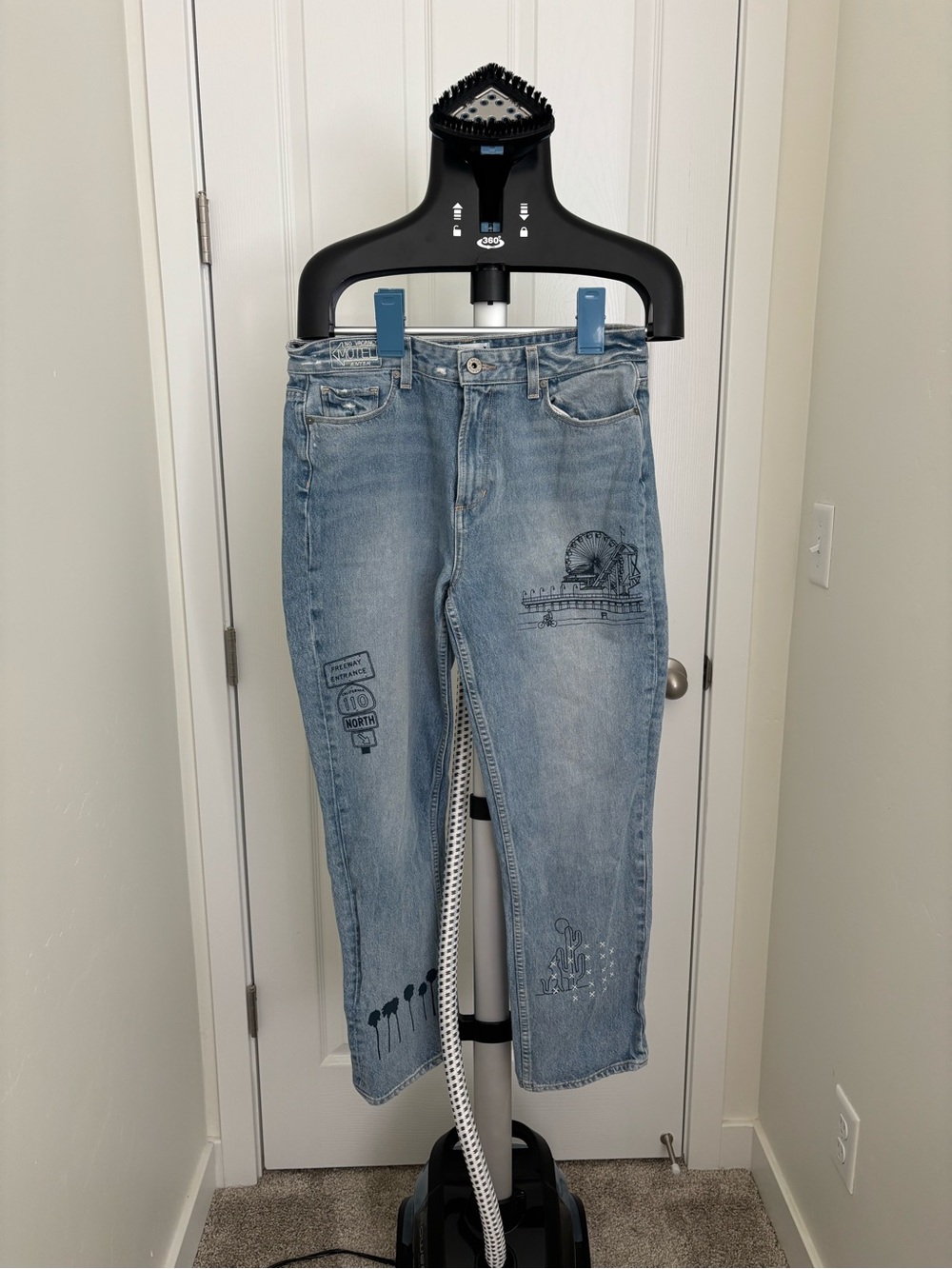 PAIGE Light Wash Denim Jeans with California Decal